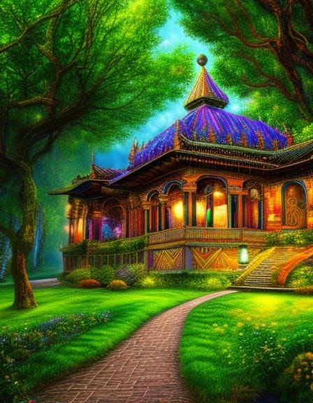 Hyperrealistic Grass Growing Between Tiles, Surreal Art