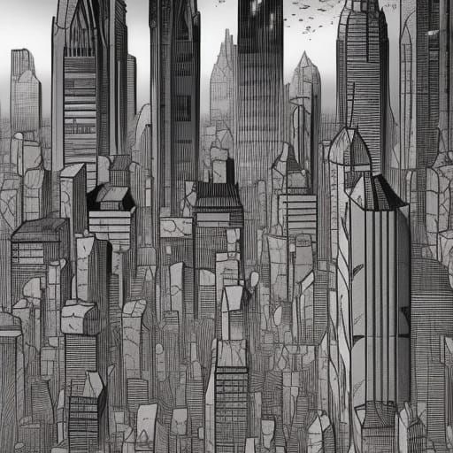 Cityscape in Comic Book Art Style