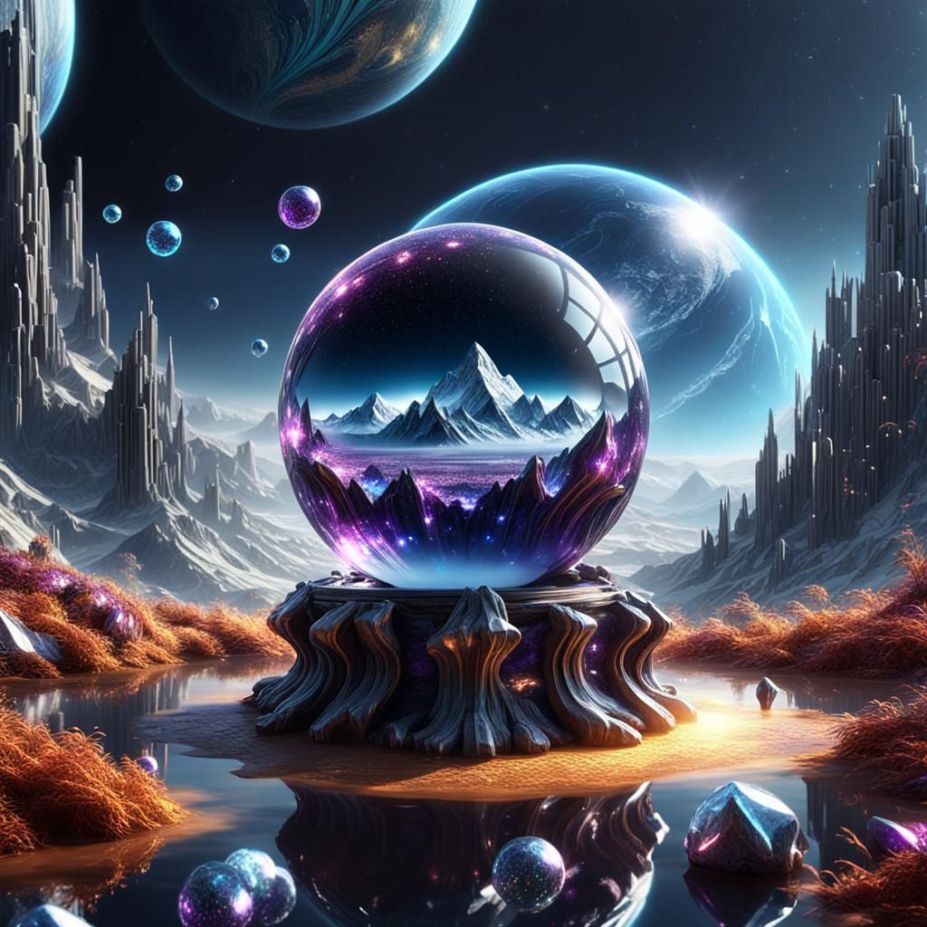 Fantastic Crystal Ball on a Magical Planet