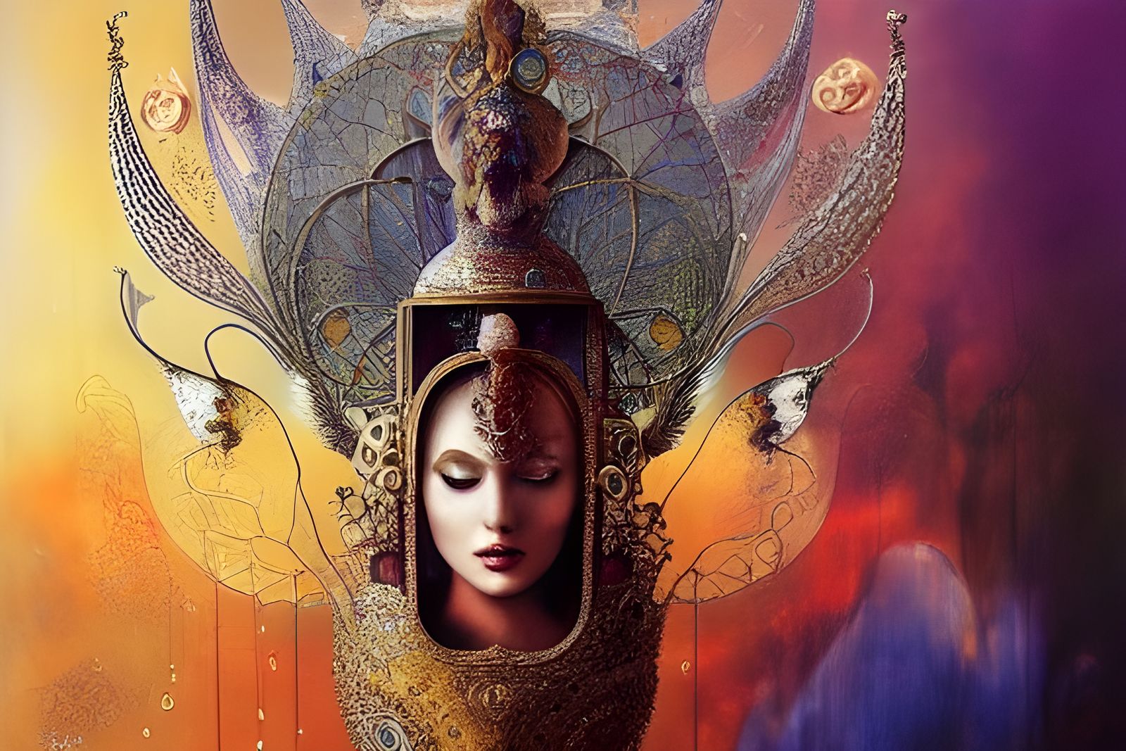 Goddess in Perfume Bottle: Encaustic Painting