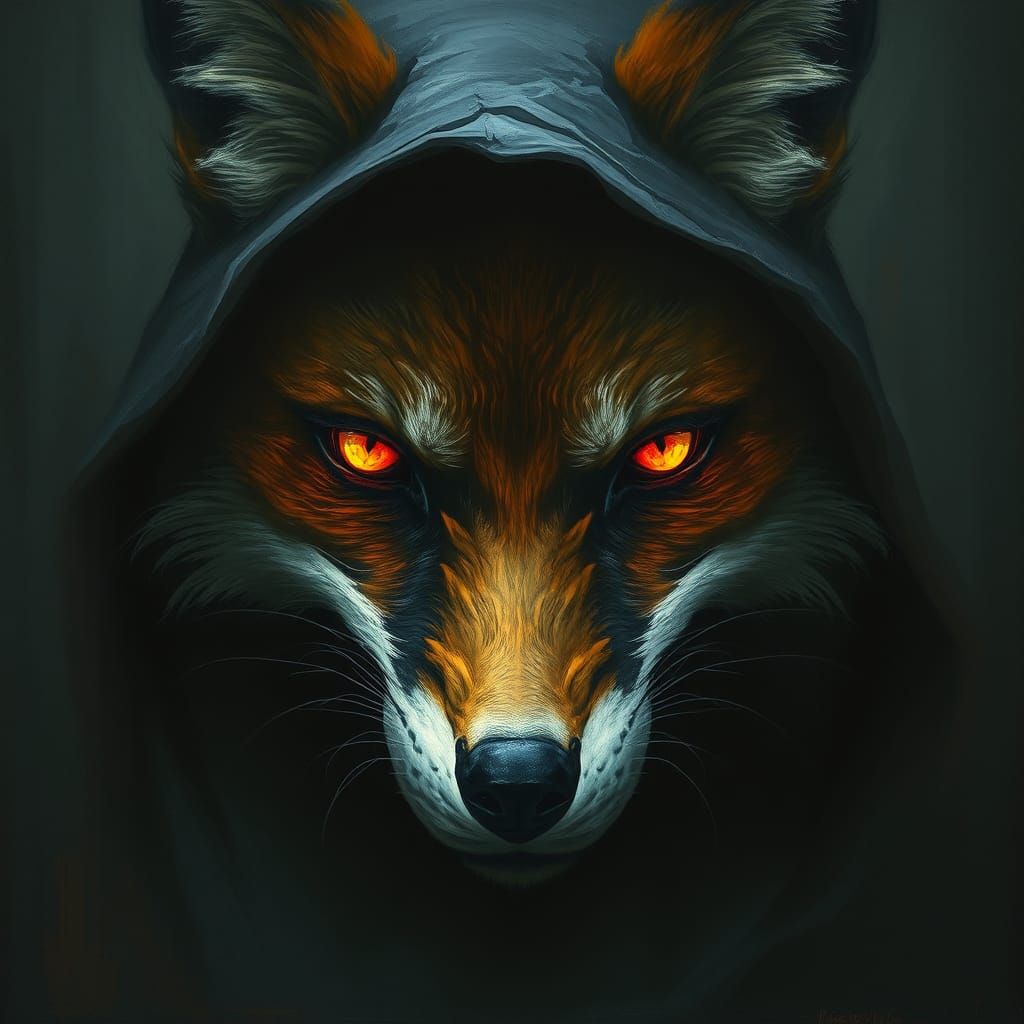 Mystical Figure with Piercing Gaze in Atmospheric Style