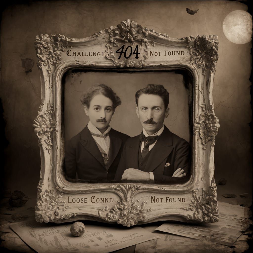 Whimsical Victorian Surrealist Scene in Distressed Sepia