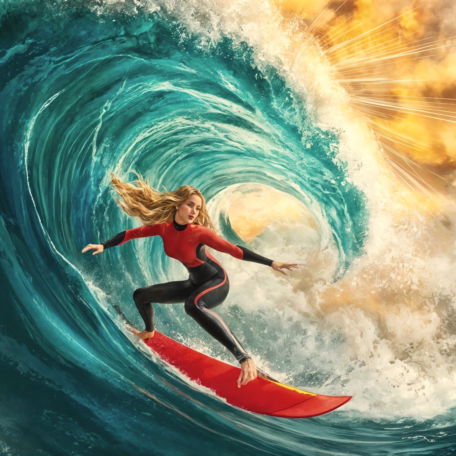 Sunning Surfer Embodies Turquoise Wave