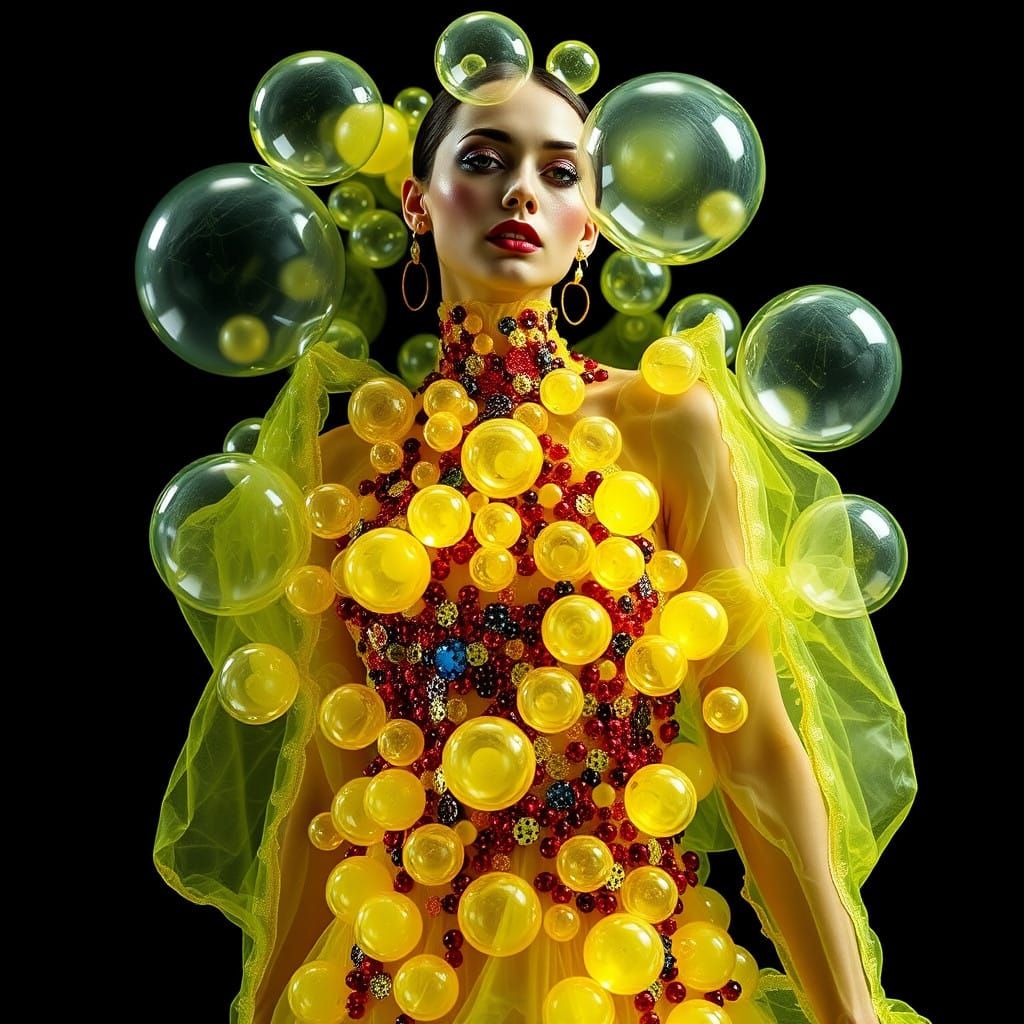 Radiant Avantgarde Fashion Model in X-ray Bubble Gown