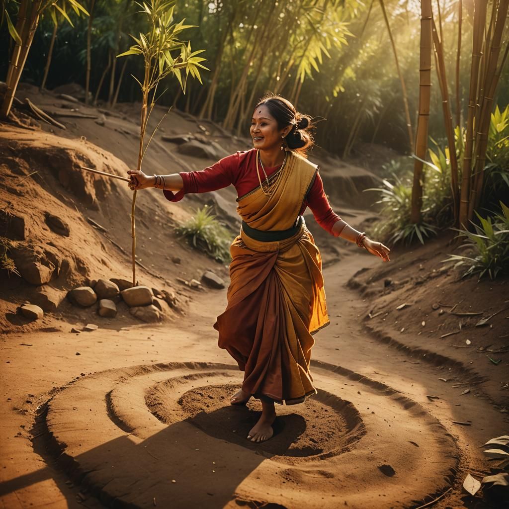 Rodiya Woman Dancing in Golden Hour Light