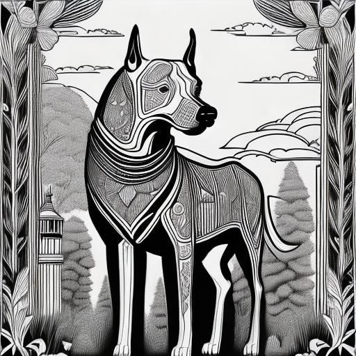 Great Dane and Liberty Bell Coloring Page