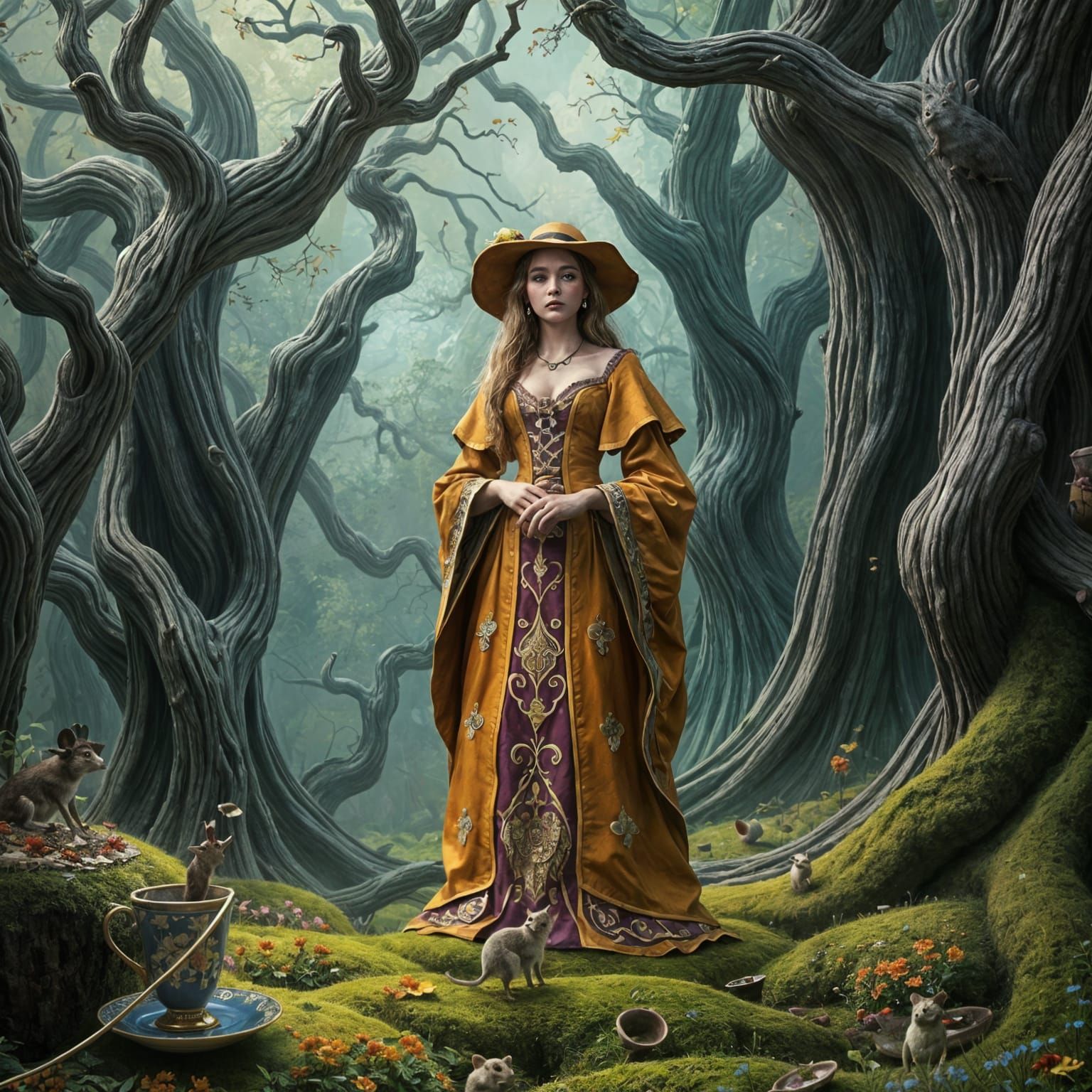 Whimsical Wizardess in Lavish Purple Attire