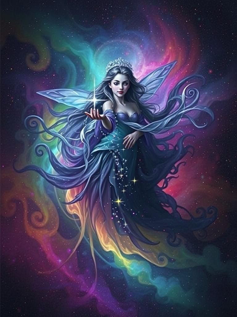 Ethereal Fairy Catching Stars in Astral Expanse