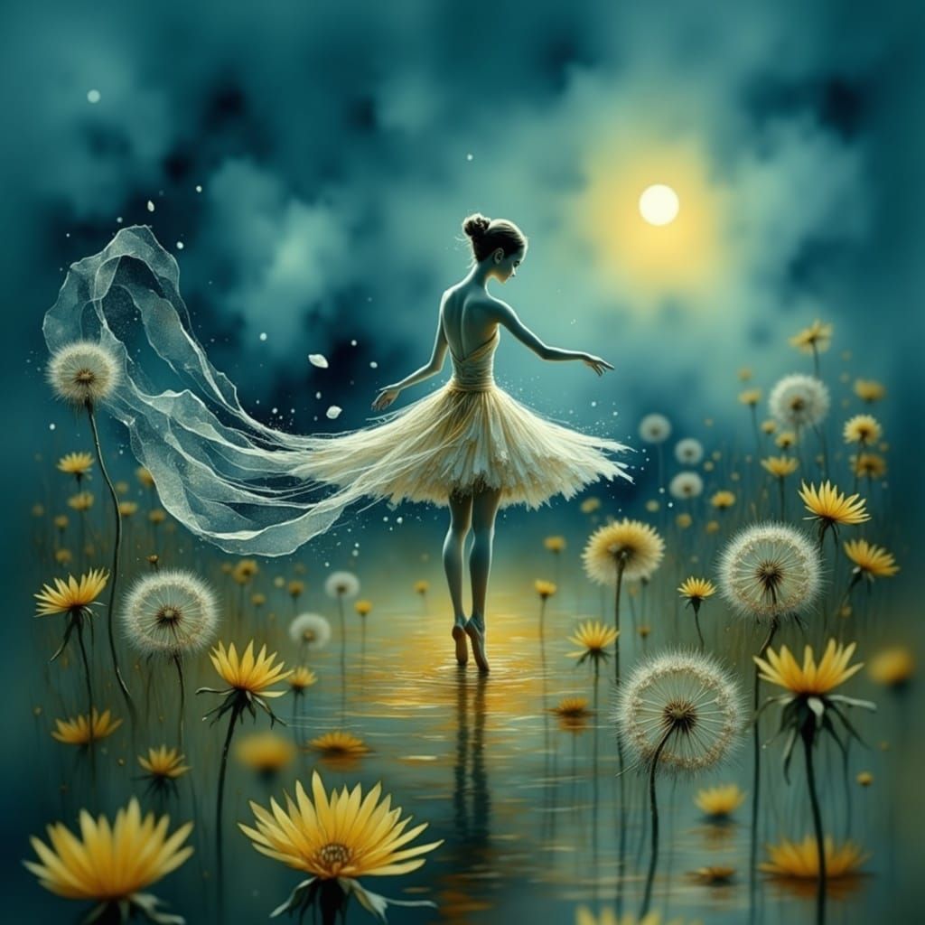 Ethereal Ballerina in Delicate Dandelion Skirt