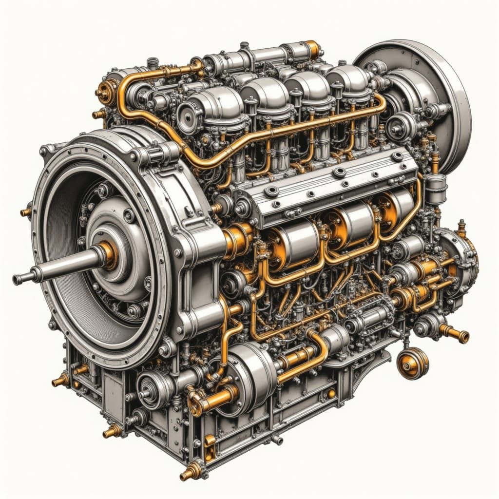 diagrammatic style of internal combustion engine