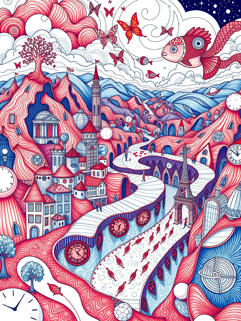 Intricate Doodle World in Fineliner Ink