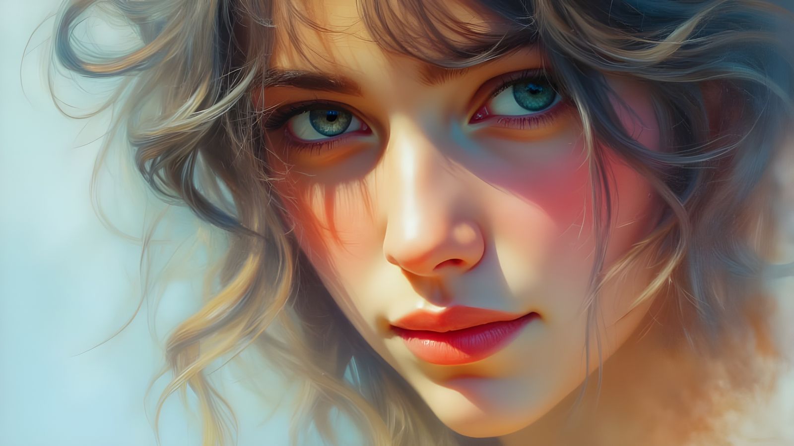 Ethereal Woman in Swirling Colors, Airbrush Art