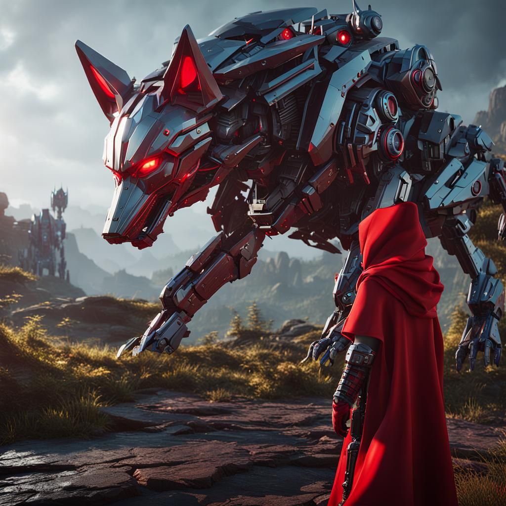 Little Red Riding Hood and Alien Wolf in Sci-Fi