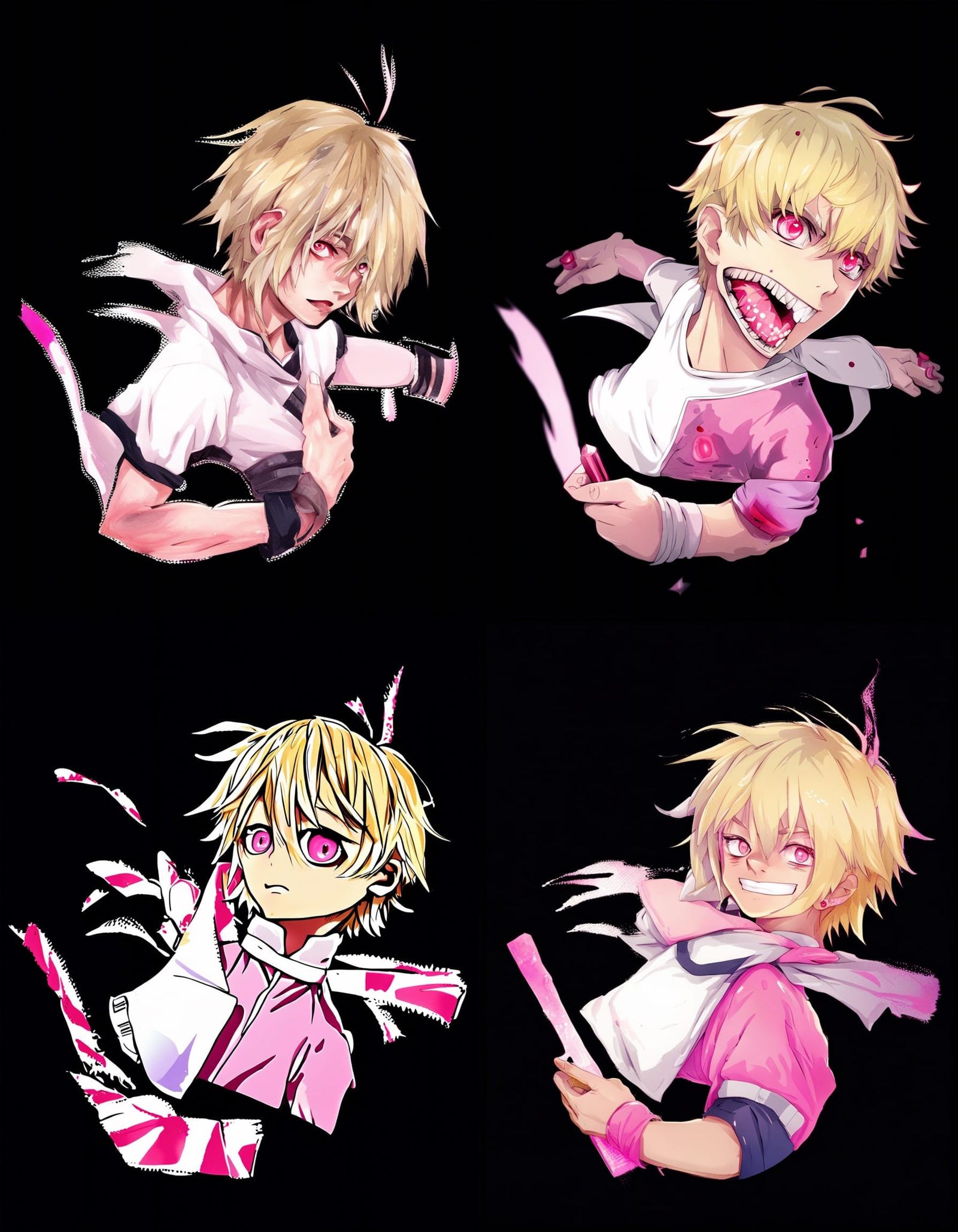 Anime Student with Pink Eyes in Tokyo Ghoul Style