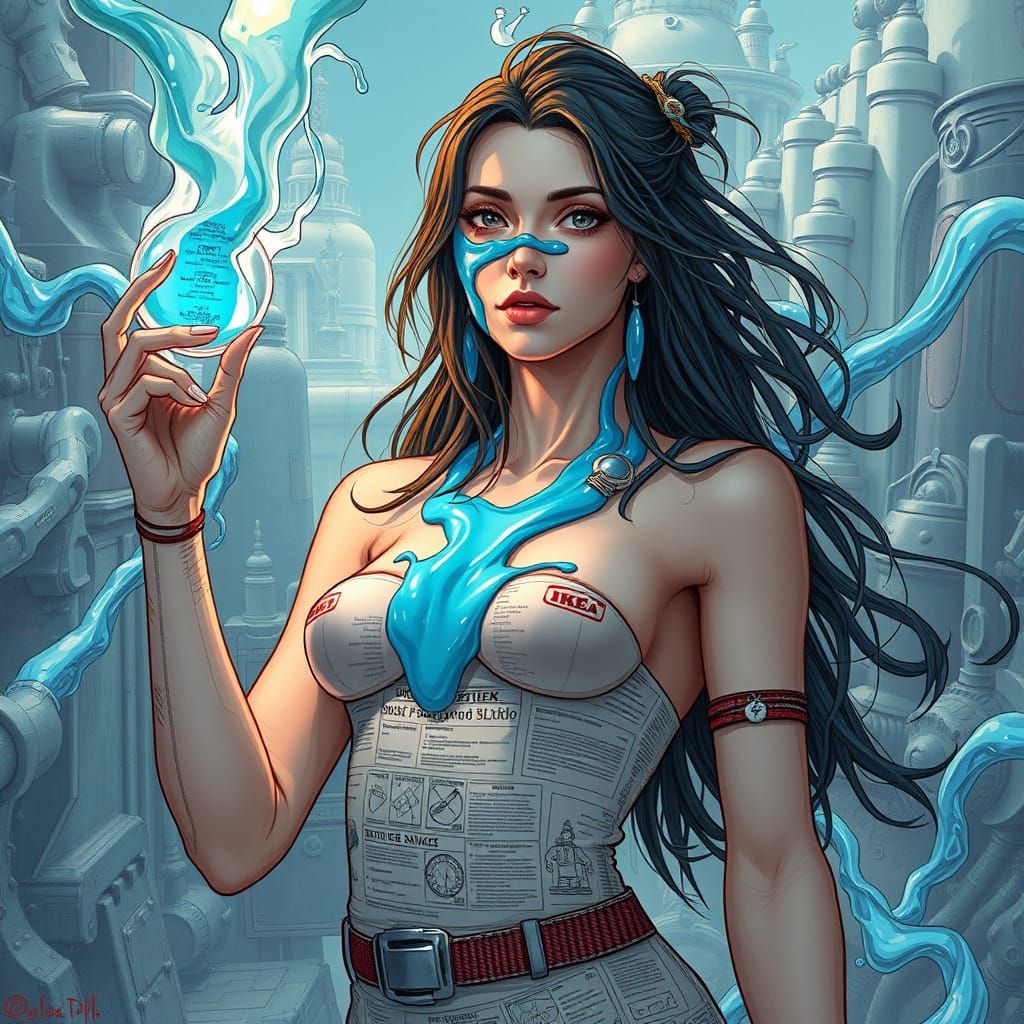 Woman with Metallic Slime Discovering Time Realm in Sci-Fi A...