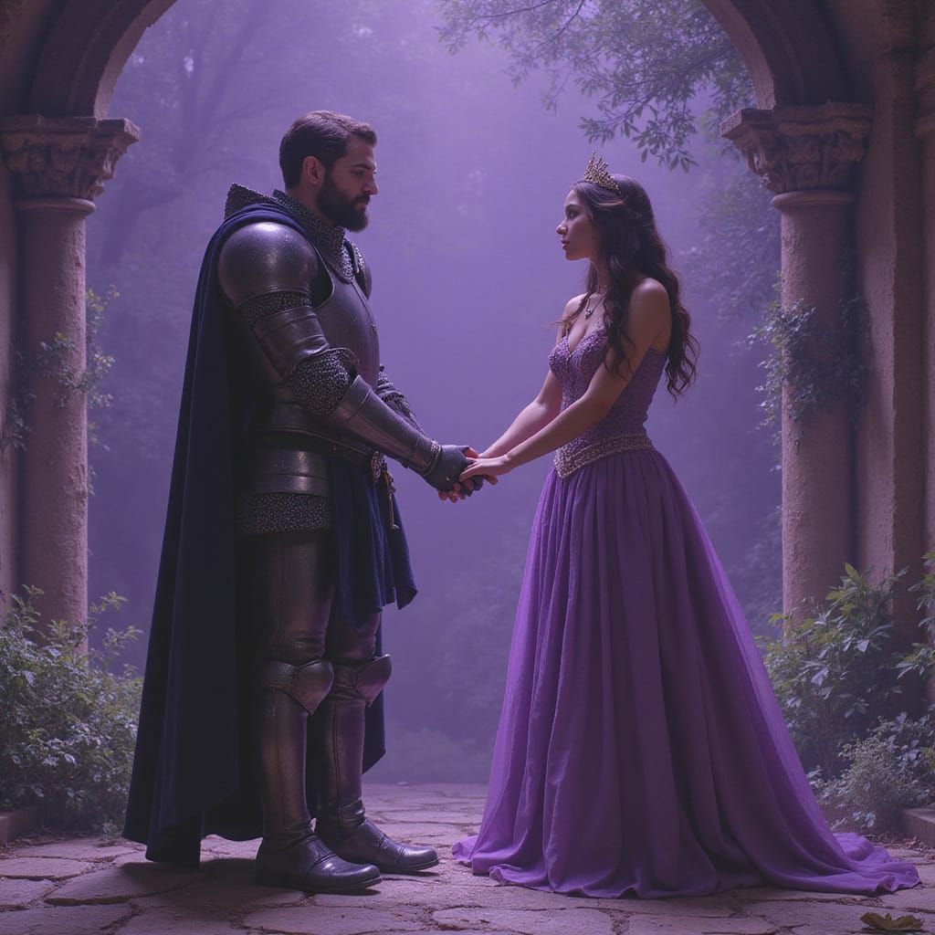 Knight and Princess in Dark Fantasy Style