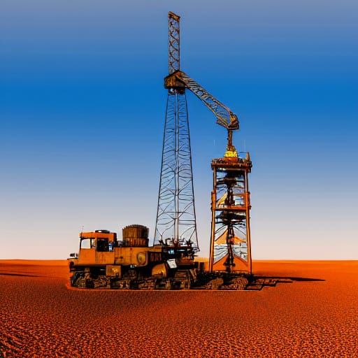 Manual Oil Drilling Rig in Arid Landscape