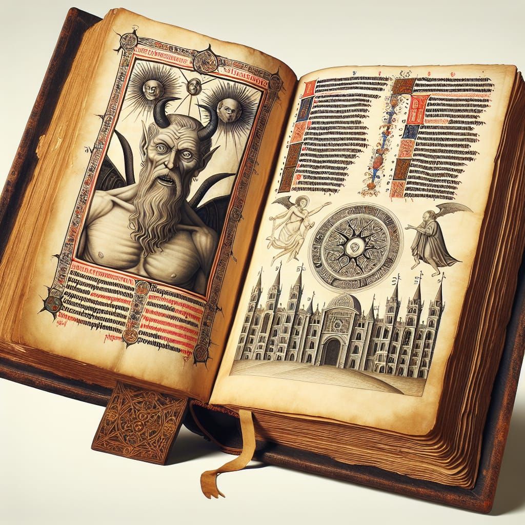 Realistic Image of the Devil's Bible Open