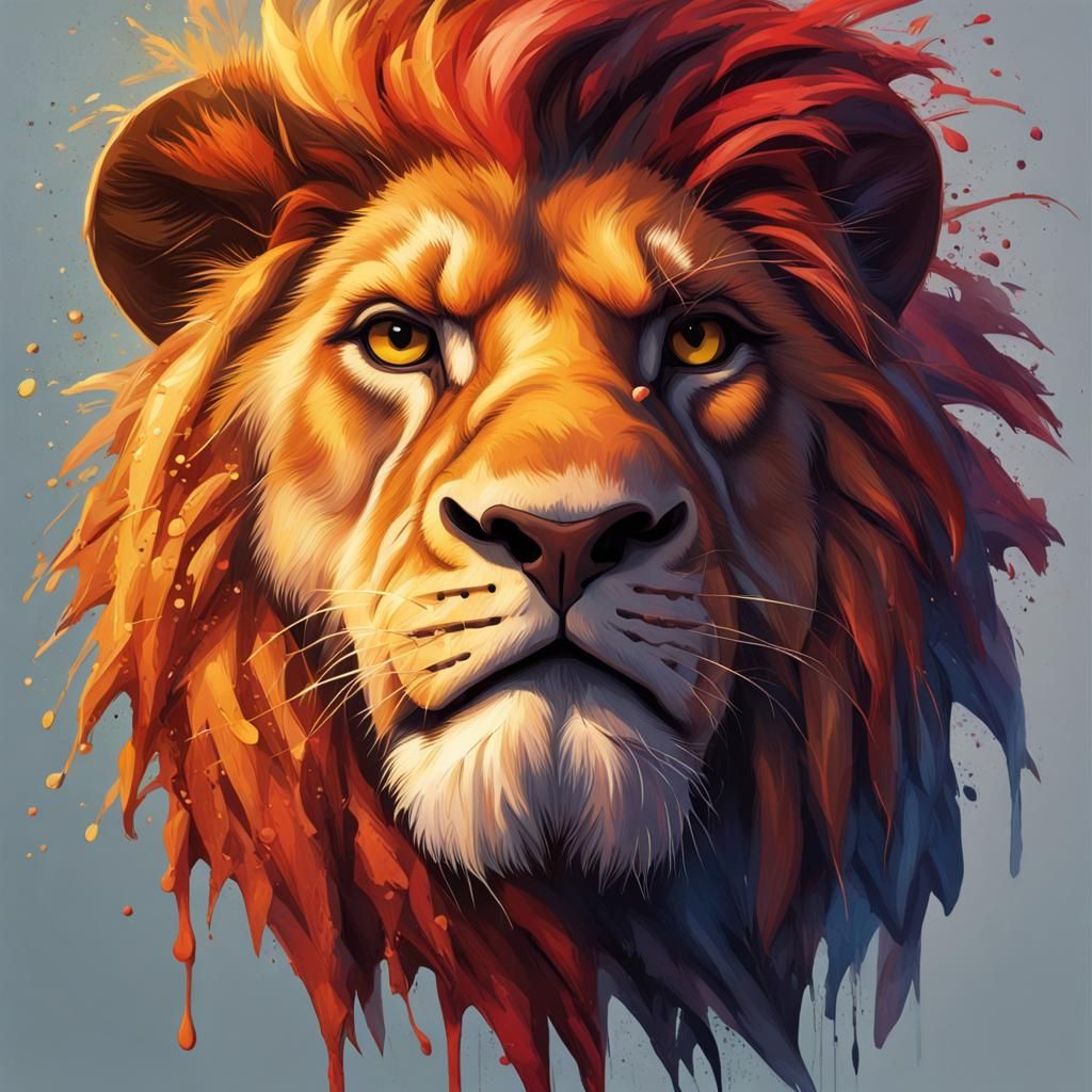 Hyperrealistic Lion King Splash Art: Detailed and Dramatic