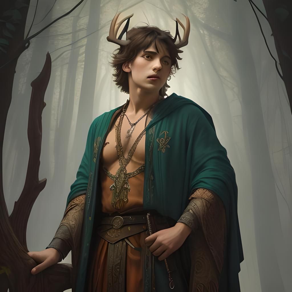 Stag in Moody Forest, Chiaroscuro Style