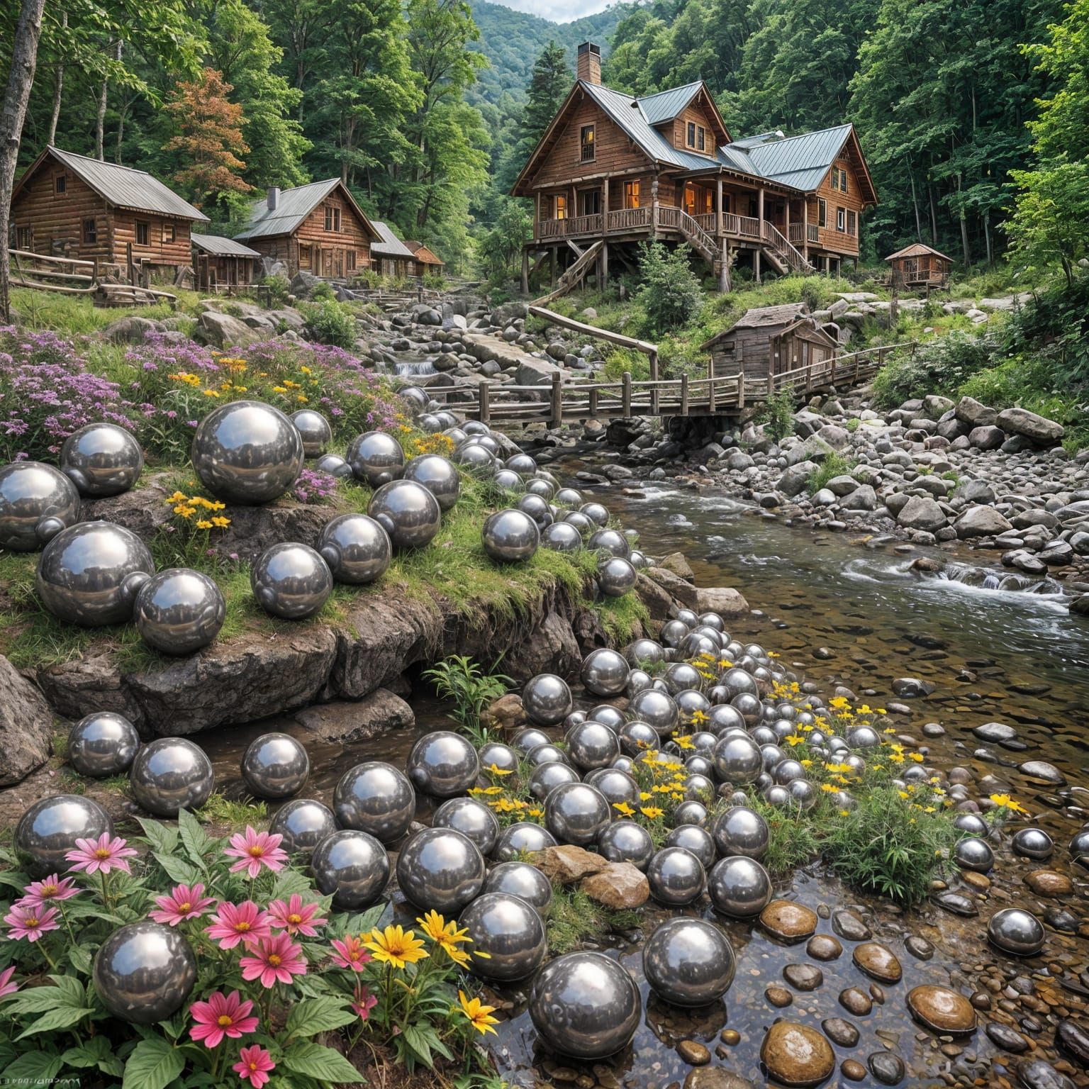 Smoky Mountain Spheres Reflecting a Marijuana Farm