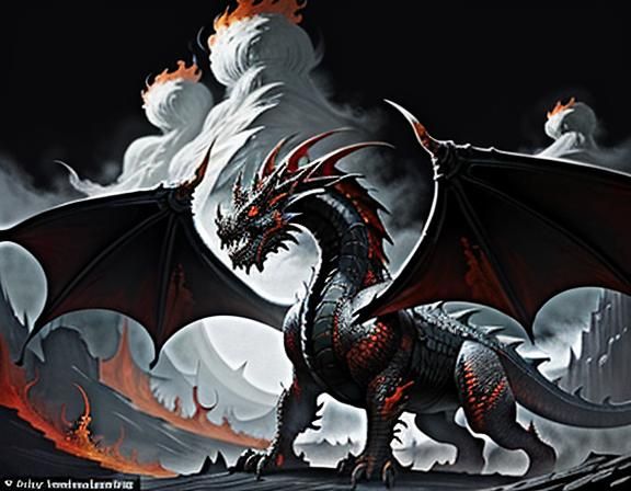 Fiery Dragon in Dynamic Fantasy Art Style