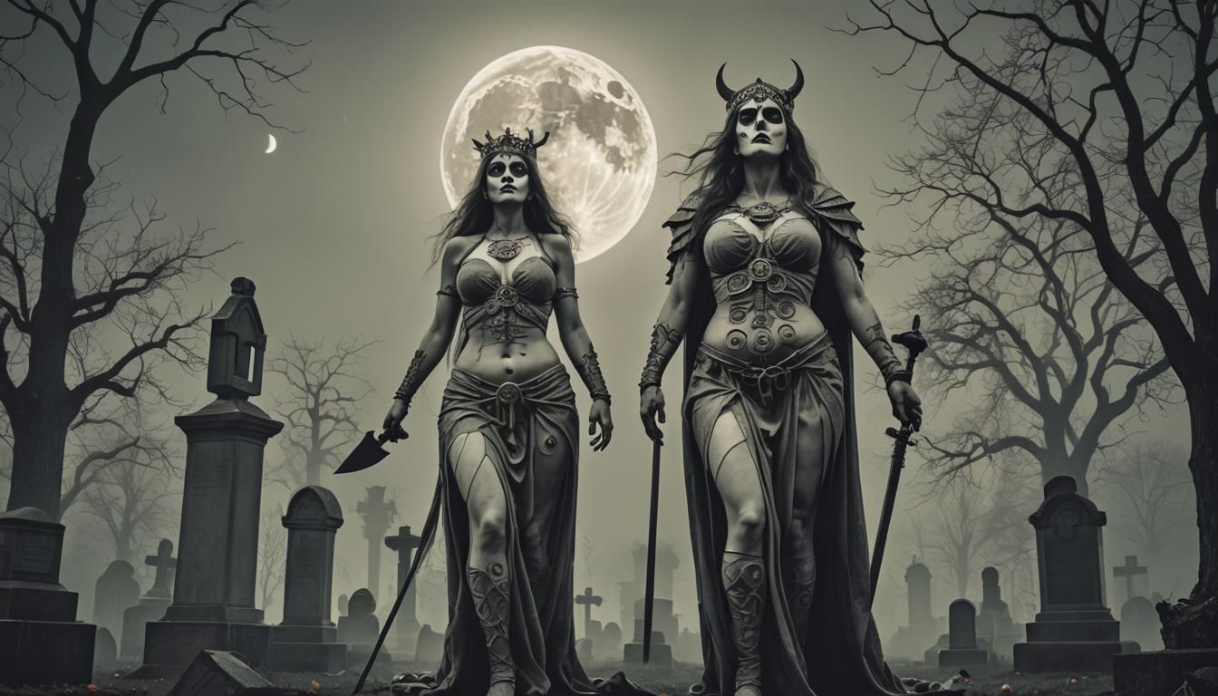 Barbarian Woman in Cemetery: German Expressionist Psychedeli...