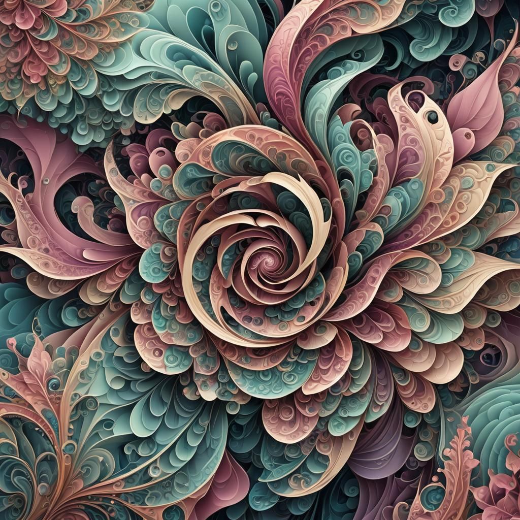 Abstract Floral Valley with Vector Fractal Design