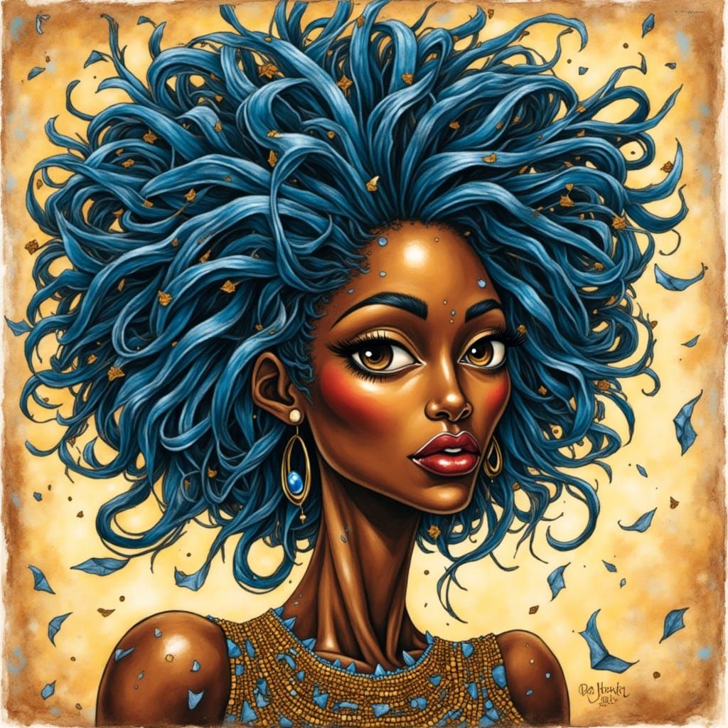 Goddess: Detailed Illustration of a Beautiful Black Woman