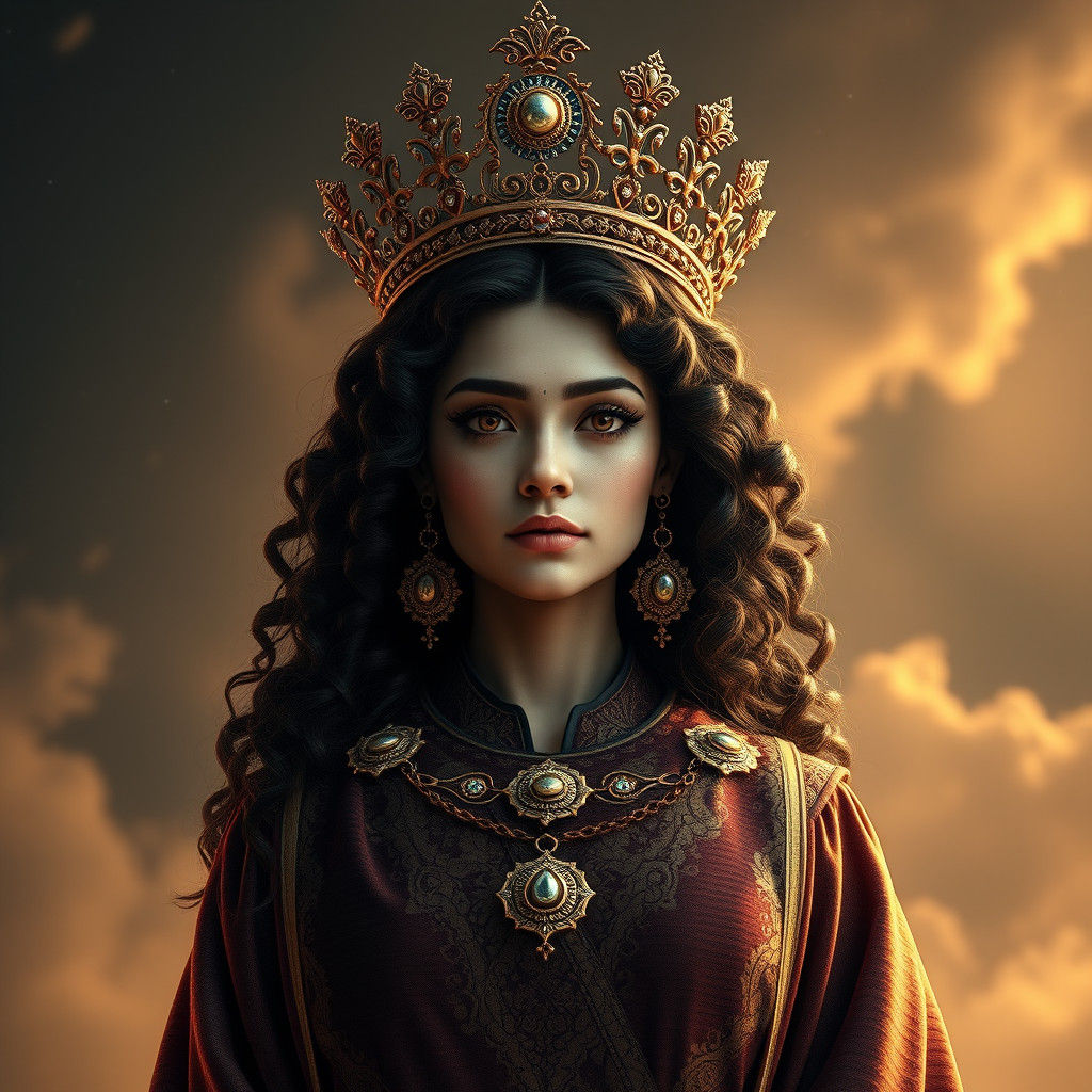 Iranian Wisdom Goddess Chista in Dramatic Digital Art