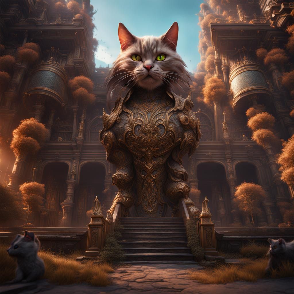 Fantastical Detailed Painting of a Cat