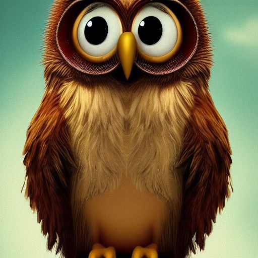 Furry Owl Portrait in Magical Realism