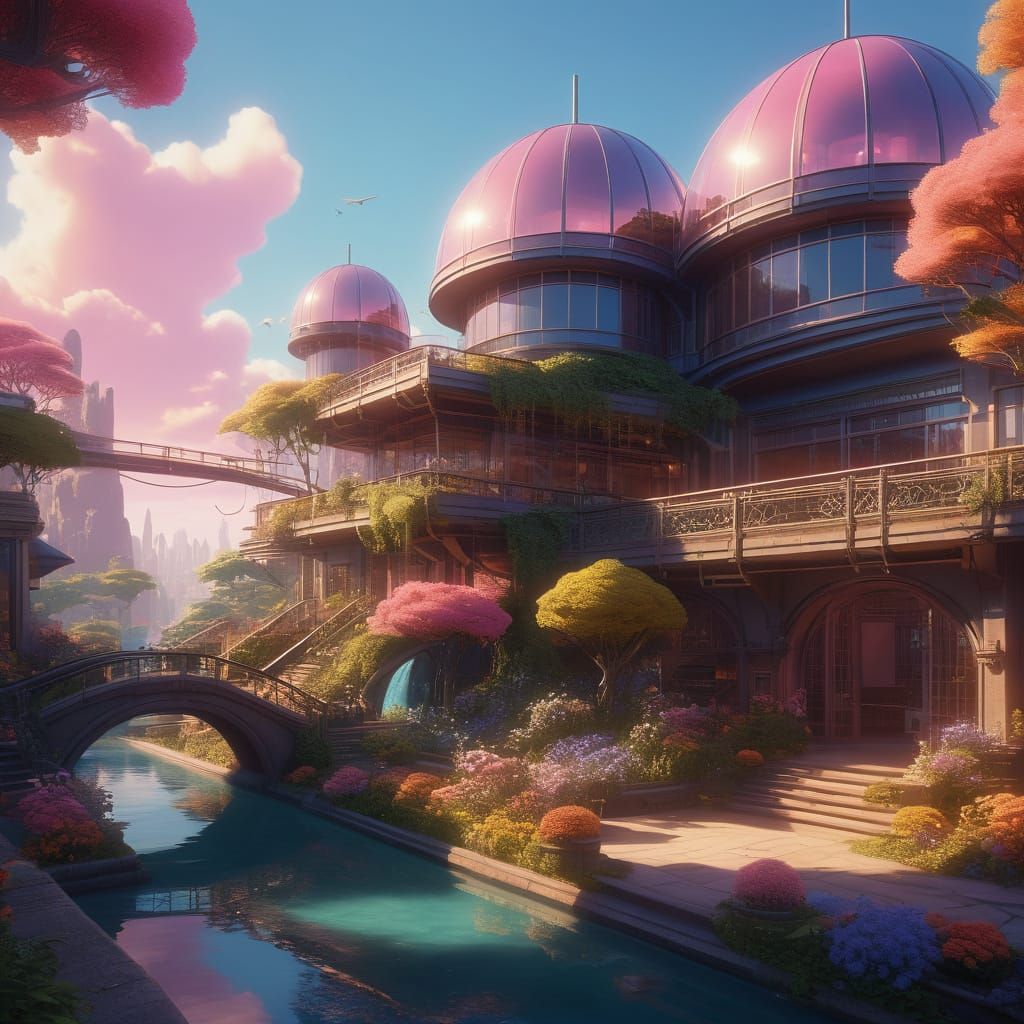 Solarpunk Dreamscape at Golden Hour