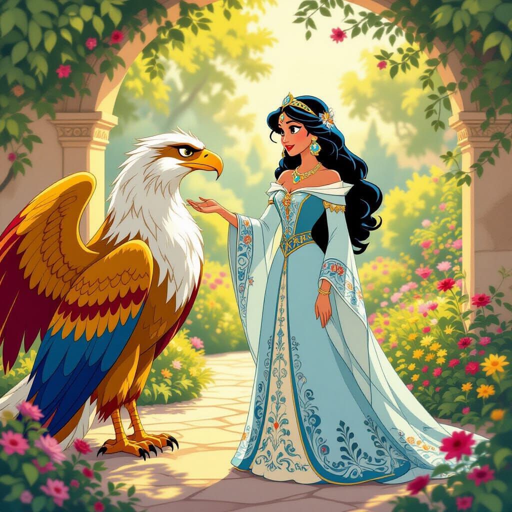 Princess Jasmine and Griffin, Disney Animation Style