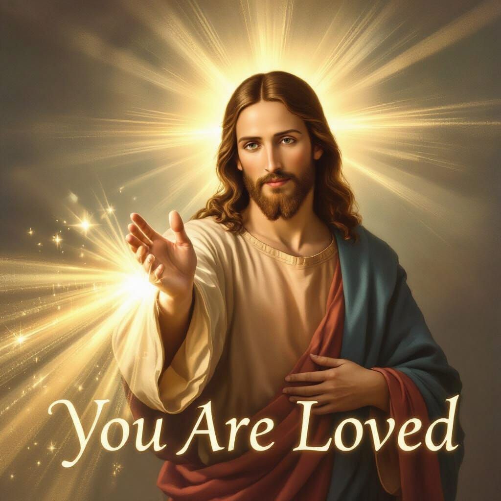 Jesus Christ Offering Loving Welcome With Golden Light