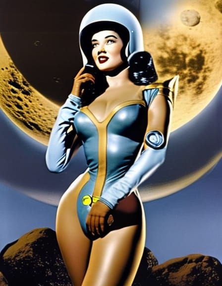 Betty Page in Retro Sci-Fi Spacesuit