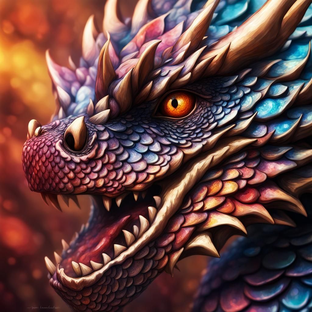 Hyperrealistic Dragon Scales in Dramatic Lighting