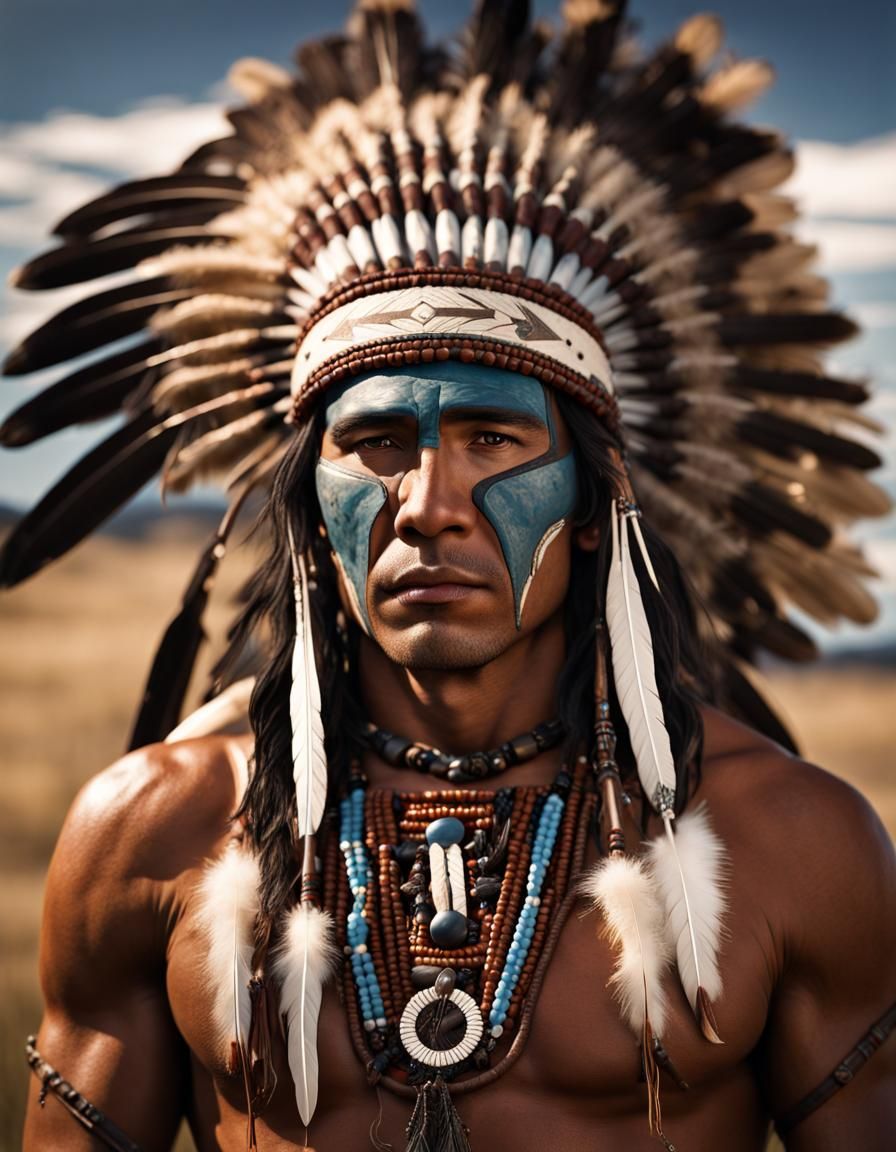 Native American Man with Medicine Shield