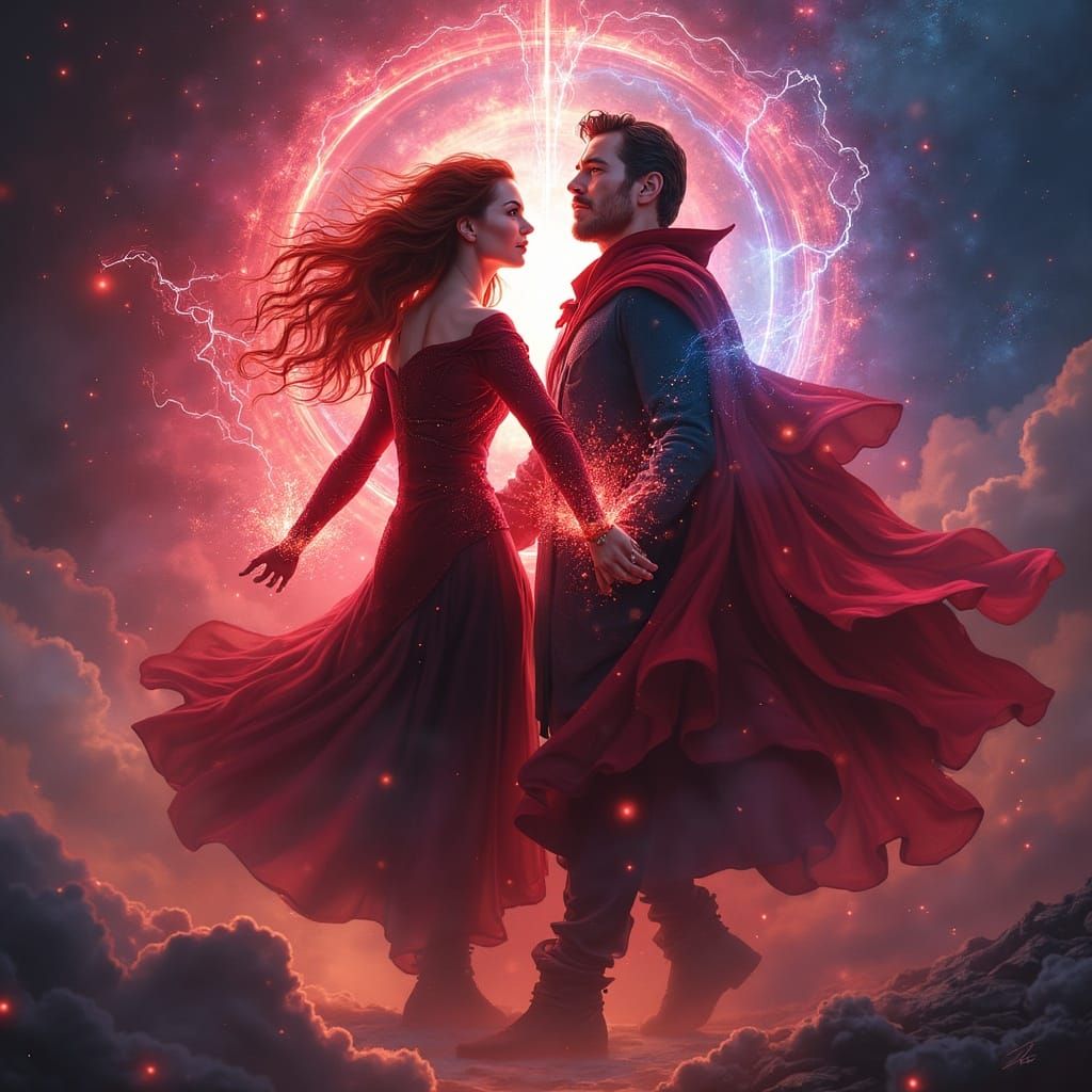 Scarlet Witch and Doctor Strange Mystical Fusion