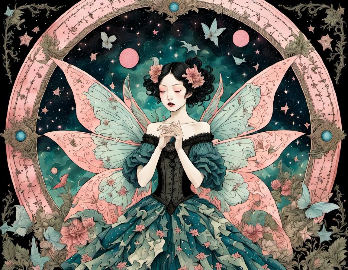 Fairies Sing to Galaxy: Baroque Gothic Art