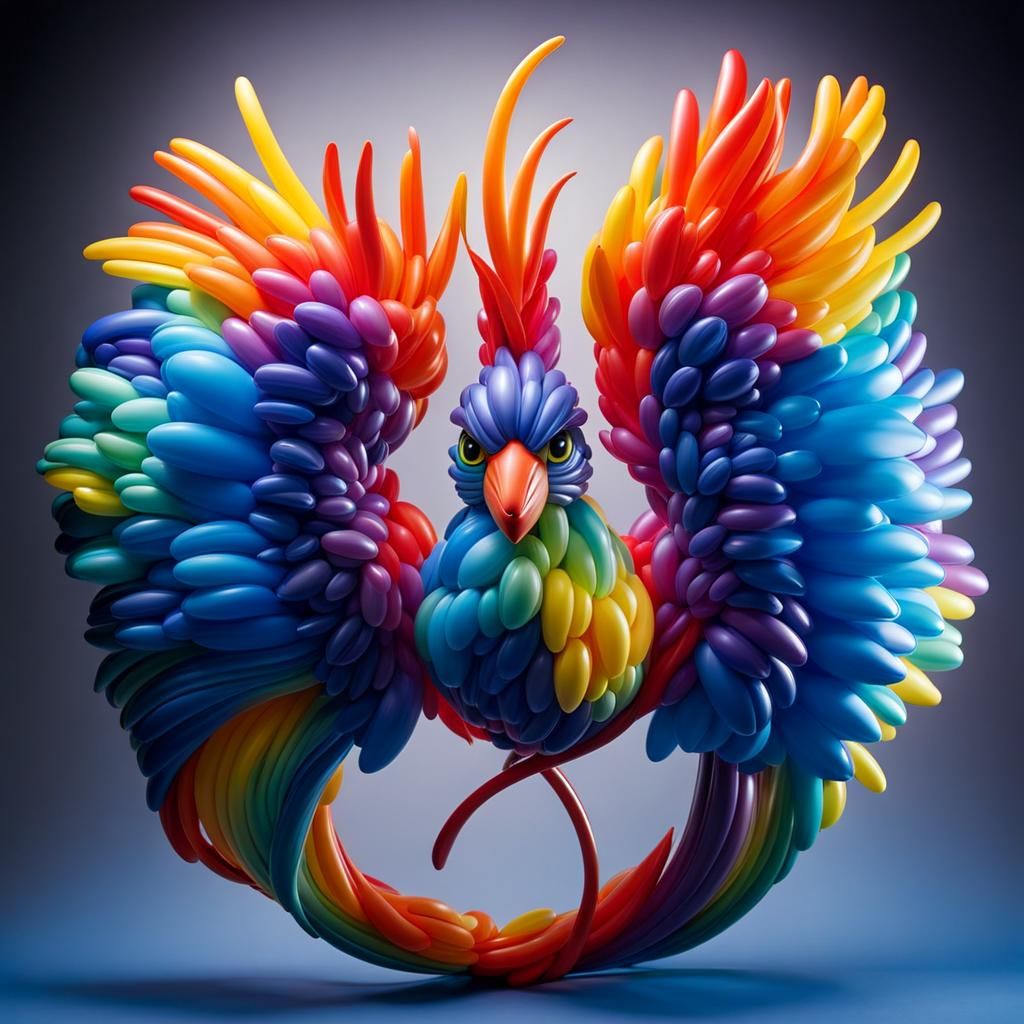 Colorful Balloon Phoenix Sculpture