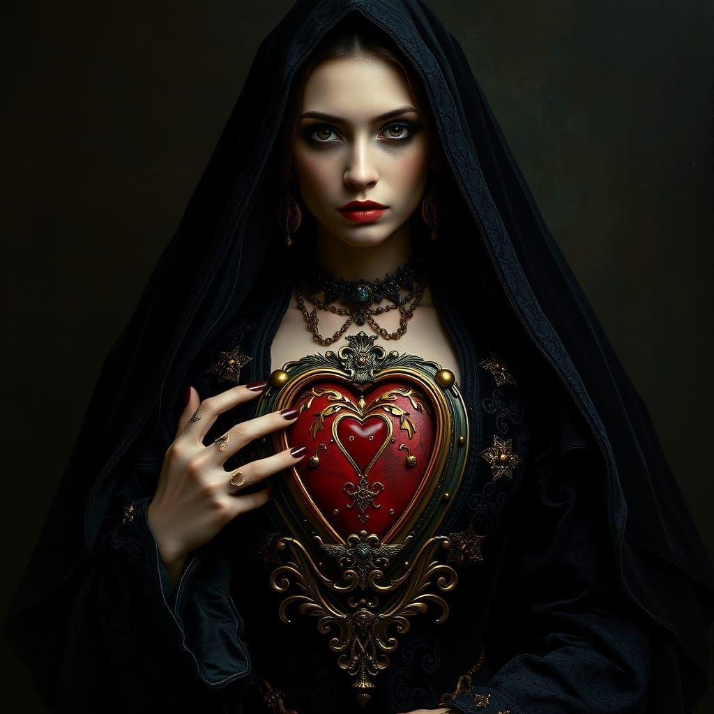Baroque Vampire Woman Opens Heart Door