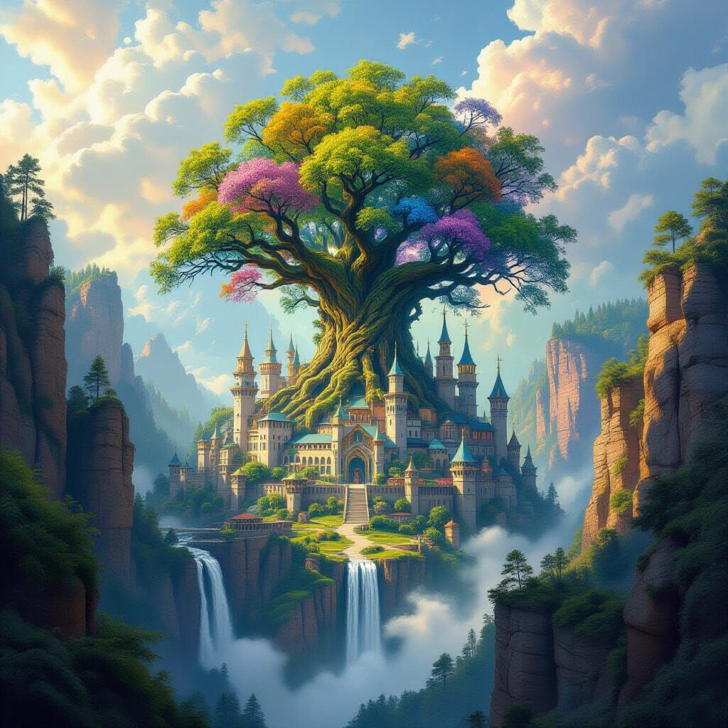 Magical Fae Forest City in Hyperrealistic Style