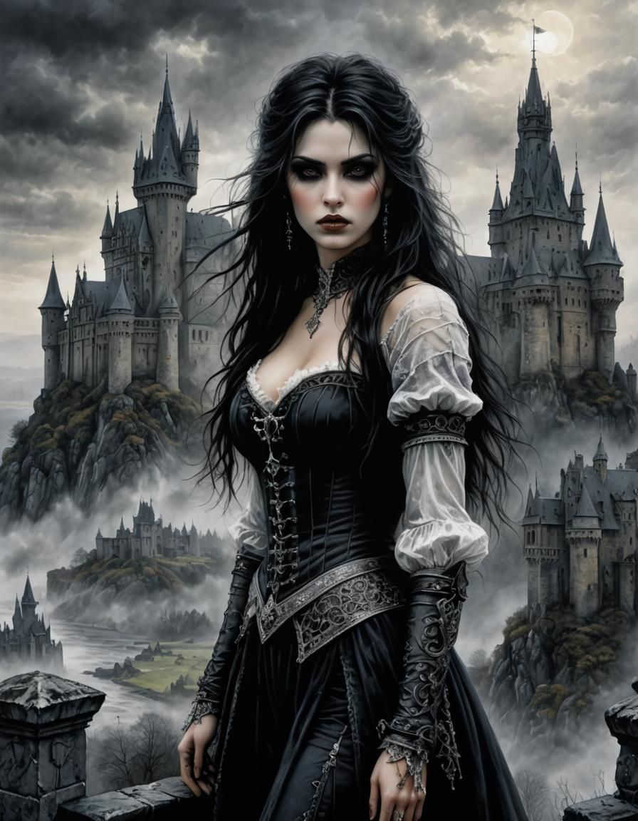 Gothic Woman in Dark Fantasy Style by Royo