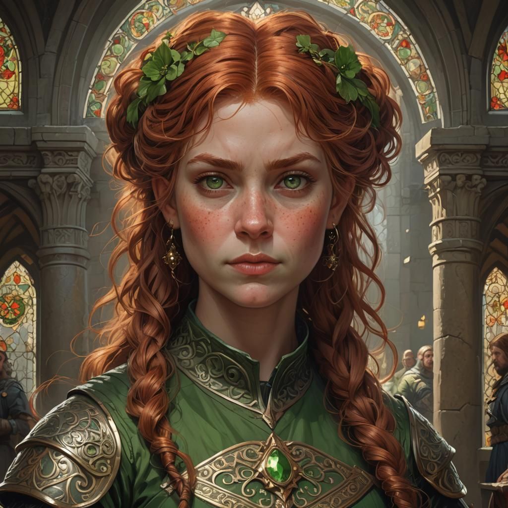 Red-Haired Dwarf Portrait in Art Nouveau Style