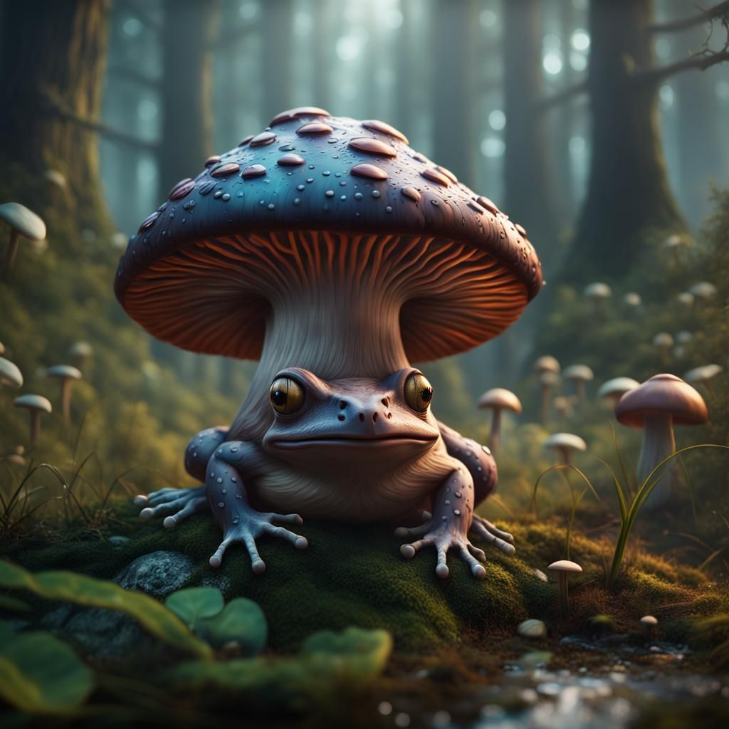 Mushroom Frog: Detailed Matte Painting