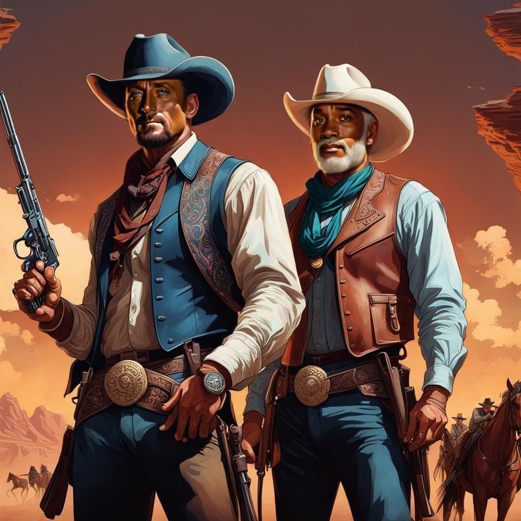 Cowboy Shootout Portrait in Hyperdetailed Digital Art Style