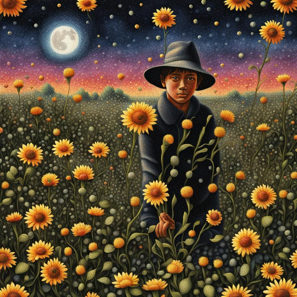 Detailed Pointillist Composition in HDR