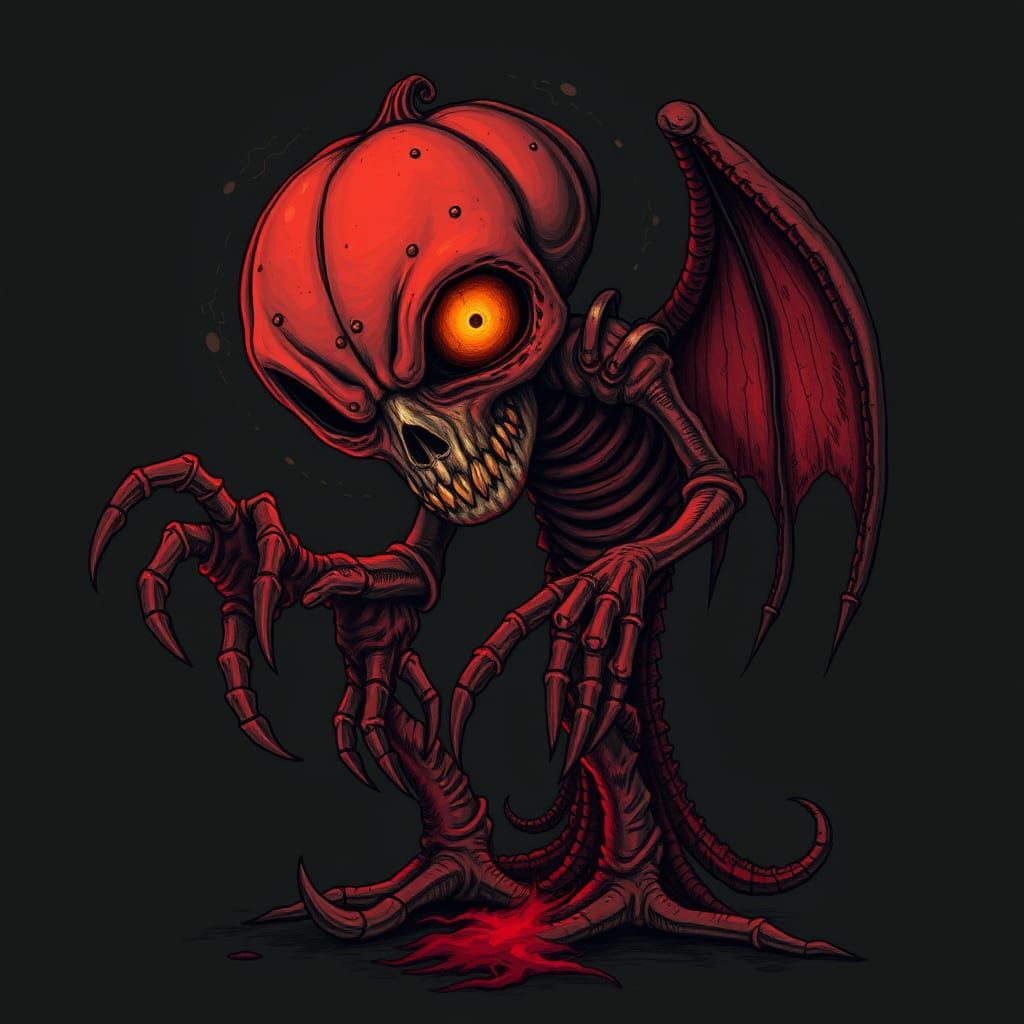 Halloween Monster Transformation in Gothic Surrealism Style