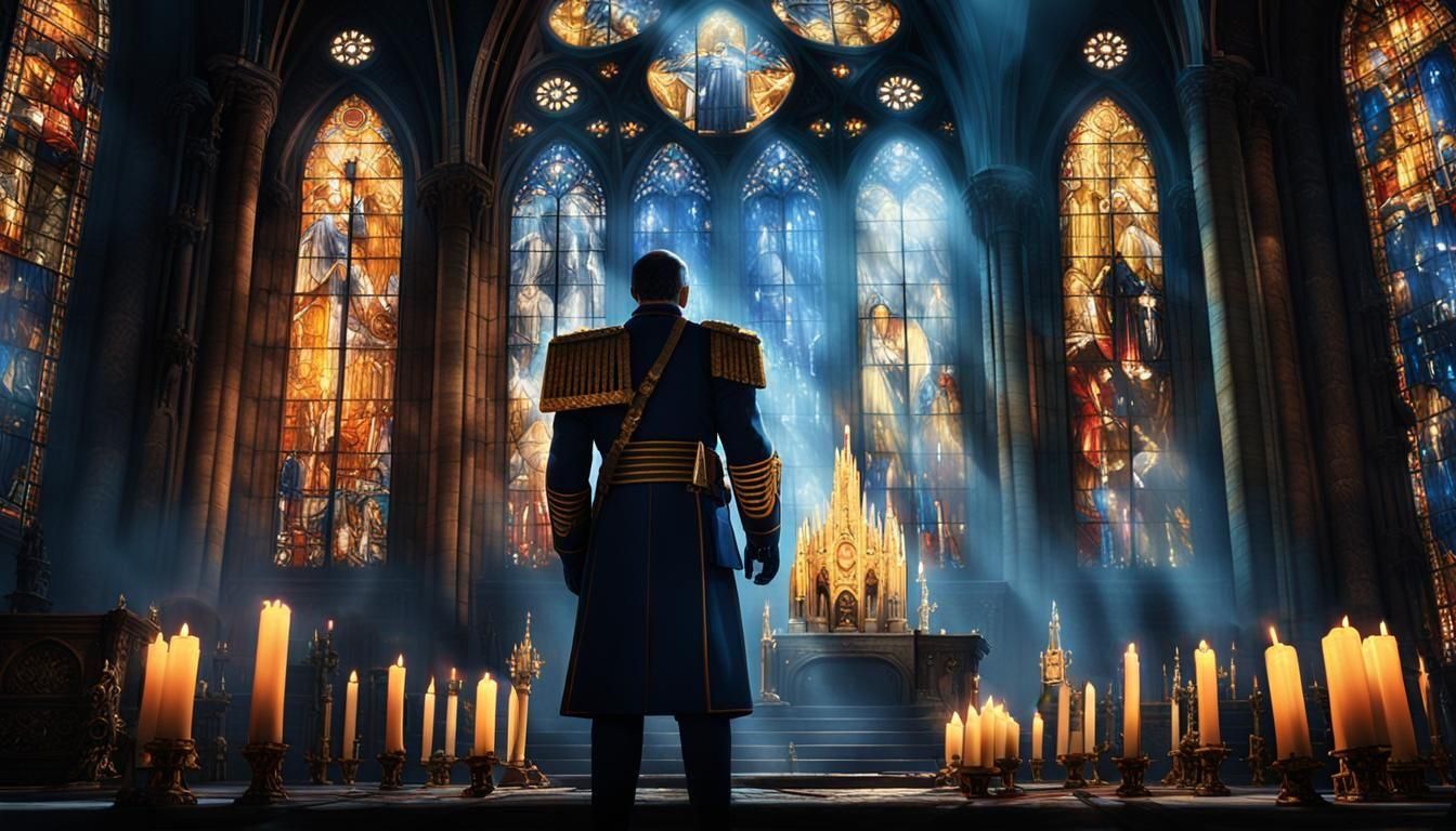 Warhammer 40k: Cathedral Interior with Military Officer